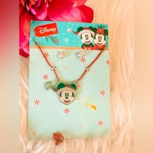 10/$25 • Disney Mickey Mouse Christmas Necklace & Earrings Set‎